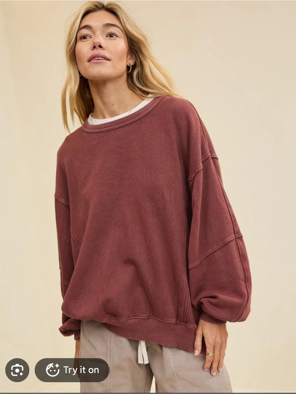 Aerie Très Chic Sweatshirt XL Dark Rust